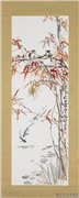 民国汪亚尘秋禽游鱼　镜片,绘画,树木,翎毛,水中动植物