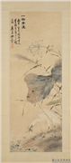 清姚元之荷花鹭丝　轴,绘画,花草,翎毛,水中动植物