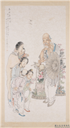 清钱慧安春风集瑞　轴,绘画,人物,翎毛,器用,花草