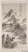 民国樊浩霖深树层岚　轴,绘画,山水,树木,建筑,人物