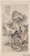 民国杨逸秋峦晴翠　轴,绘画,山水,树木,建筑,人物