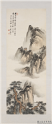 民国祁崑萧寺秋林　轴,绘画,山水,树木,人物,建筑