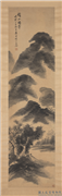 清胡公寿溪山雨霁　轴,绘画,山水,树木,建筑