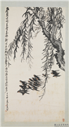 民国王震柳浪飞燕　轴,绘画,树木,翎毛