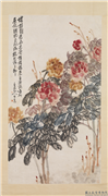 民国王震国色天香　轴,绘画,花草