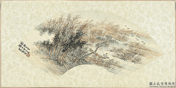 民国萧愻泛舟图　单片,绘画,山水,花草,树木,人物,船,器用,翎毛
