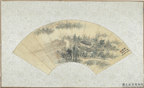 民国萧愻山斋图　单片,绘画,山水,建筑,树木