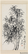民国黄宾虹雨竹　轴,绘画,树木