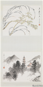 清虚谷山水花卉四屏　轴　王者之香,绘画,花草