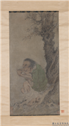 明时俨摹人物　轴,绘画,佛道人物,树木