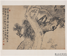 清李鱓松菊图　轴,绘画,树木,花草