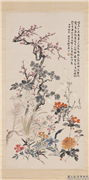 民国黄玄翁等十五人画花卉　轴,绘画,花草,树木