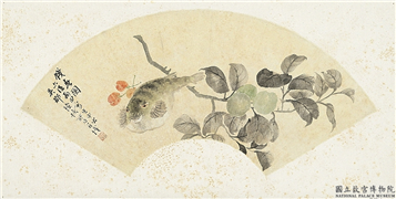 民国陆恢饯春图扇面　册页,绘画,果蔬,水中动植物