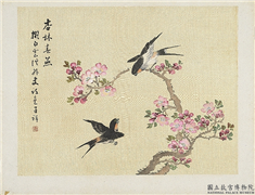 清张熊杏林春燕　册页,绘画,花草,翎毛
