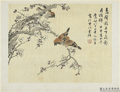 清张熊梅雀　册页,绘画,花草,翎毛