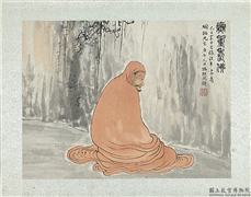 民国张谷年无量寿佛　镜片,绘画,佛道人物,花草