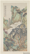 清吴谷祥溪南访隐　轴,书法,山水,树木,人物,器用,建筑