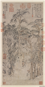 明钱谷惠山煮泉图　轴,绘画,人物,树木,山水,建筑,器用,佛道人物