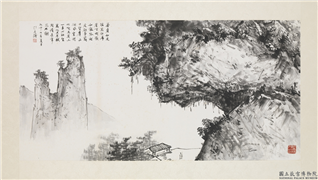 民国刘延涛山水　镜片,绘画,山水,建筑,人物,器用,树木