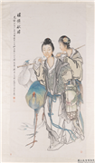 清钱慧安瑶仙献瑞　轴,绘画,人物,器用,果蔬,翎毛