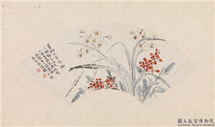民国罗复堪天竺水仙扇面　镜片,绘画,花草
