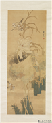清任渭长荷花小鸟　轴,绘画,花草,草虫,山水