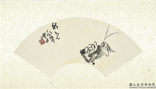 民国丁衍庸秋色扇面　单片,绘画,草虫,花草,果蔬