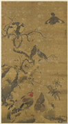 明王乾写生　轴,绘画,山水,翎毛,花草,树木