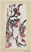 民国齐白石红梅　轴,绘画,花草