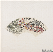 民国齐白石紫藤扇面　轴,绘画,花草