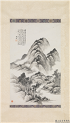 民国何维朴山水　轴,绘画,山水,树木,建筑