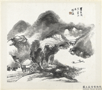 清杨伯润山水　册　学米须从董元来,绘画,山水,树木,建筑,船,人物