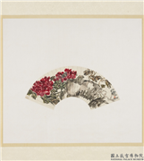 民国吴昌硕花卉扇　轴,绘画,花草,山水
