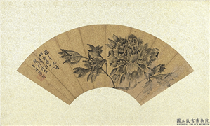 清张熊牡丹扇面　镜片,绘画,花草