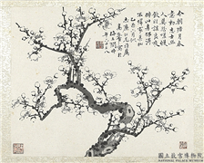 民国高野侯墨梅　镜片,绘画,花草