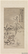 清吴昌硕雪庵袁安　轴,绘画,经史-故事,山水,树木,建筑,人物