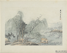 清吴谷祥临耕烟山水　册　万点青莲,绘画,山水,树木,建筑