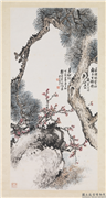 民国吴徵松梅双清　轴,绘画,树木,花草,山水