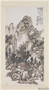民国吴徵烟岚漠漠　轴,绘画,山水,树木,建筑,人物,器用