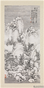 民国吴徵雪山图　轴,绘画,山水,树木,建筑
