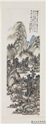 民国吴徵晴山滴翠　轴,绘画,山水,树木,建筑,人物,船