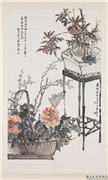民国吴徵富贵吉利岁朝　轴,绘画,花草,器用