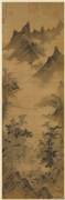 明赵左寒江草阁　轴,绘画,山水,建筑,树木,船,人物