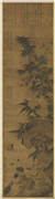 明周之冕花竹鹌鹑　轴,绘画,山水,树木,翎毛,花草,草虫