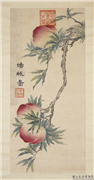 清慈禧蟠桃图　轴,绘画,树木