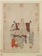 明文从简礼佛图　轴,绘画,佛道人物,器用,果蔬