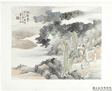 清陆恢山水册　册　山水三,绘画,山水,人物,树木,建筑
