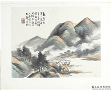 清陆恢山水册　册　山水八,绘画,山水,建筑,树木