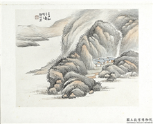 清陆恢山水册　册　山水十,绘画,山水,建筑,花草