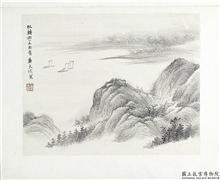 清陆恢山水册　册　山水十一,绘画,山水,船,树木